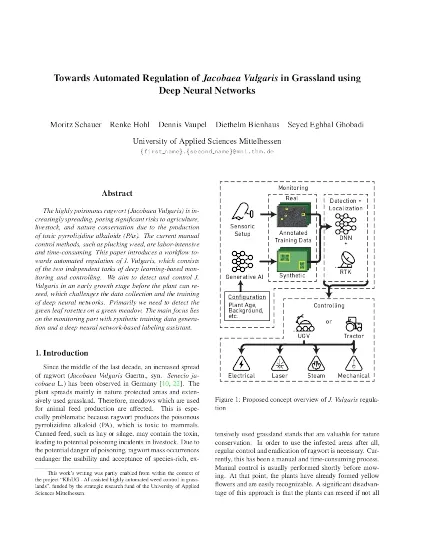 First page of paper: Towards Automated Regulation of Jacobaea Vulgaris in Grassland using Deep Neural Networks